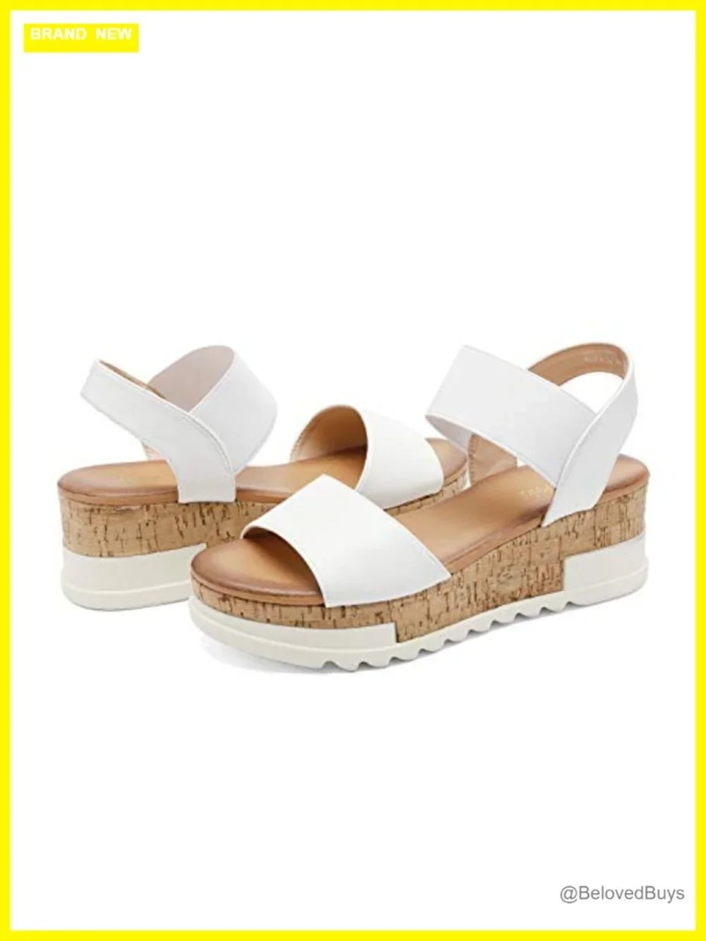 Faux Leather Wedge Platform Sandals with Elastic Straps